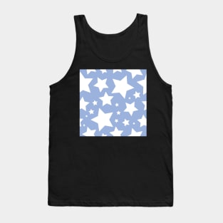 White star print on sky blue Tank Top